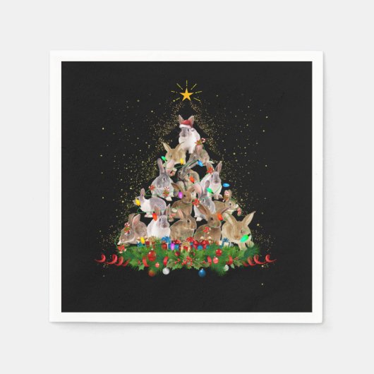 Serviette En Papier Cadeau Bunny | Lapin Lapin Arbre de Noël Beau (Devant)