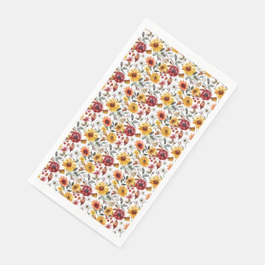 Serviette En Papier Cadeau d'anniversaire | Floral Vibrant En Aquarell (Coin)