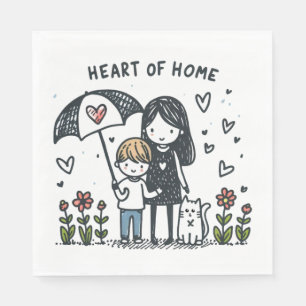 Serviette En Papier Cadeau de la fête des mères Maman Est Au Coeur D
