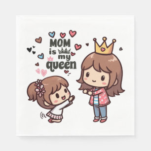 Serviette En Papier Cadeau de la fête des mères Maman est ma reine