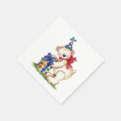 Serviette En Papier Cadeau de l'ours d'anniversaire (Coin)