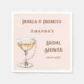 Serviette En Papier Cadeau de mariage perles roses prosecco (Devant)