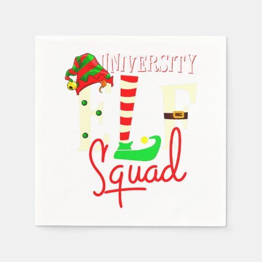 Serviette En Papier Cadeau de Noël de l'équipe d'elfes de l'université (Devant)