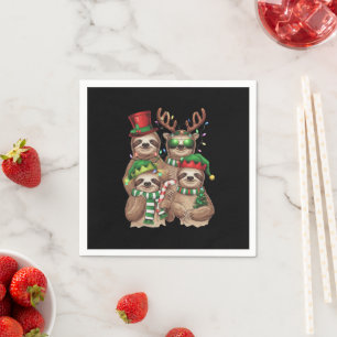 Serviette En Papier Cadeau de Noël de paresseux Joyeux Slothmas Amoure