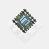 Serviette En Papier Cadeau de Noël Plaid Buffalo | Bleu (Coin)