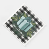 Serviette En Papier Cadeau de Noël Plaid Buffalo | TURQUOISE (Coin)