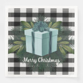 Serviette En Papier Cadeau de Noël Plaid Buffalo | TURQUOISE (Devant)