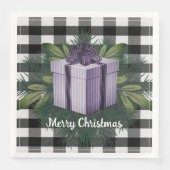 Serviette En Papier Cadeau de Noël Plaid Buffalo | Violet (Devant)