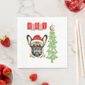 Serviette En Papier Cadeau de Noël pour Bulldog (En situation)
