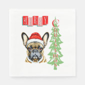 Serviette En Papier Cadeau de Noël pour Bulldog (Devant)