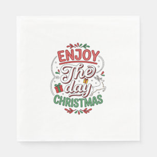 Serviette En Papier Cadeau de rennes de Noël Profitez de la journée