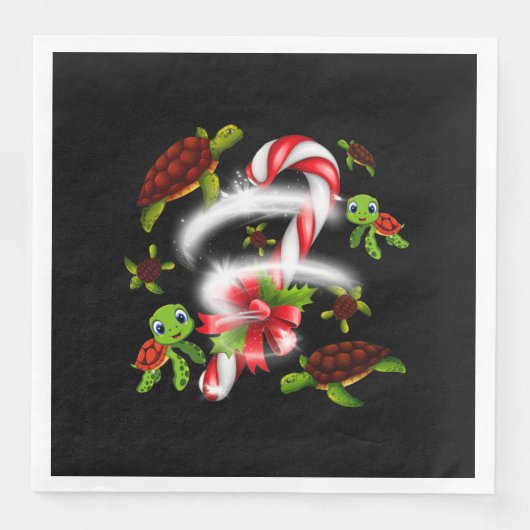 Serviette En Papier Cadeau de tortue | Turtle Candy Sweet Christmas (Devant)