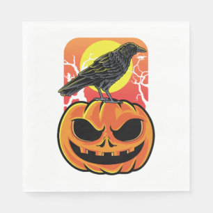 Serviette En Papier Cadeau de veilleur d'oiseaux de Halloween corbeau