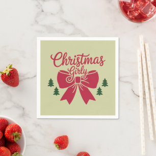 Serviette En Papier Cadeau Esthétique Pour Elle De Noël Girly Tree Bow