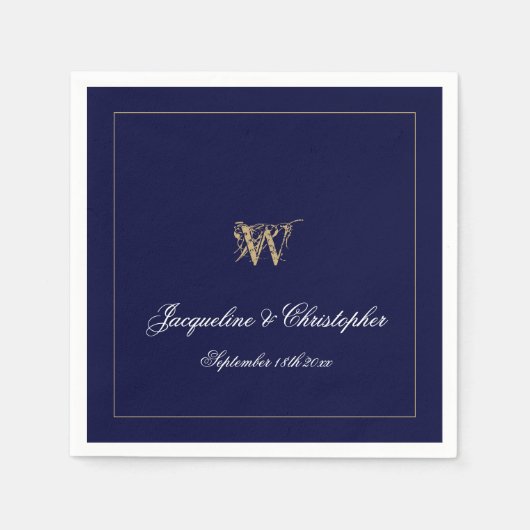 Serviette En Papier Cadeau Monogram Chic Navy Papier Cadeau Nouveau ma (Devant)