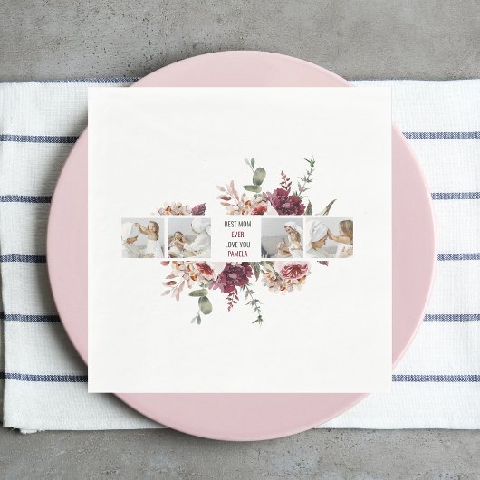 Serviette En Papier Cadeau photo de collage moderne Fleurs de photos B