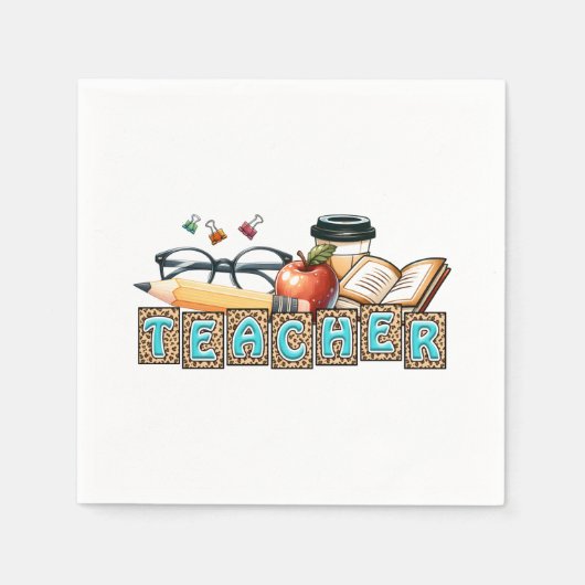 Serviette En Papier Cadeau pour Enseignant | Crayon Enseignant (Devant)