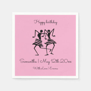 Serviette En Papier Cadeau Rose Danseurs Célébration Silhouette Annive