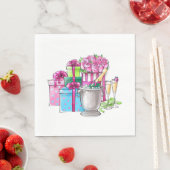 Serviette En Papier Cadeaux de Champagne Rose Vert (En situation)