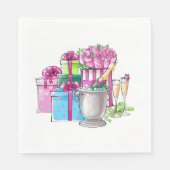 Serviette En Papier Cadeaux de Champagne Rose Vert (Devant)