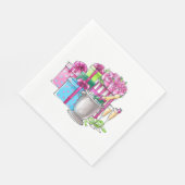 Serviette En Papier Cadeaux de Champagne Rose Vert (Coin)