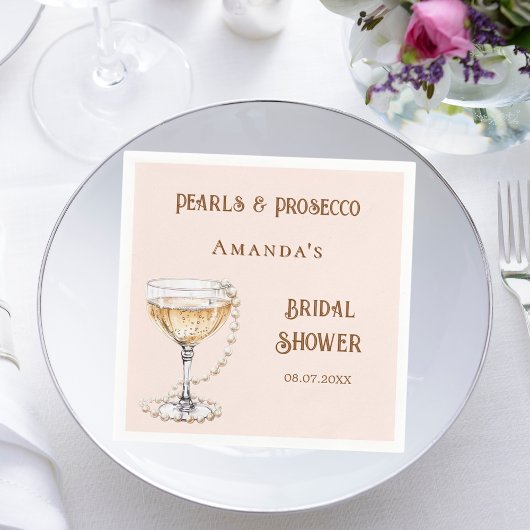 Serviette En Papier Cadeaux de douche de mariée perles roses prosecco