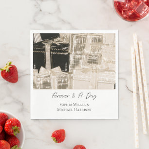 Serviette En Papier Cadeaux de mariage Champagne noir et or Glam