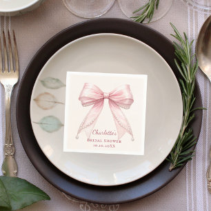 Serviette En Papier Cadeaux de mariage ruban rose crème fleurs perles