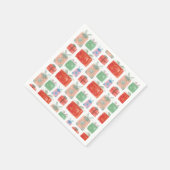 Serviette En Papier Cadeaux de Noël rétro Illustration (Coin)