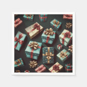 Serviette En Papier Cadeaux de Vacances Enveloppement élégant Or Bleu (Devant)