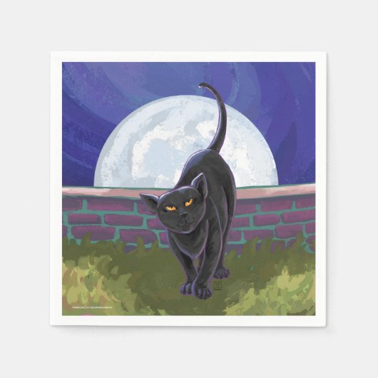 Serviette En Papier Cadeaux et accessoires de chat noir (Devant)