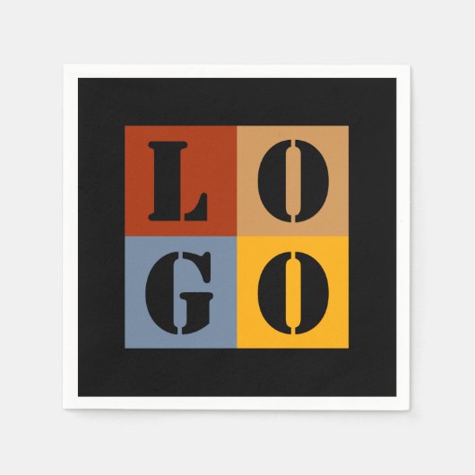 Serviette En Papier Cadeaux personnalisés modernes Noir Simple (Devant)