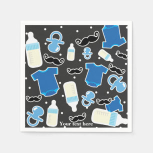 Serviette En Papier Cadeaux pour Fête de Bébé Garçon Bleu et Gris Mode