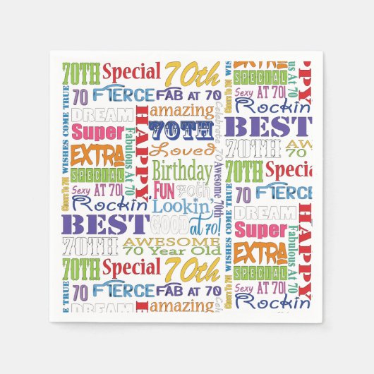 Serviette En Papier Cadeaux Uniques Et Spéciaux 70e Anniversaire (Devant)