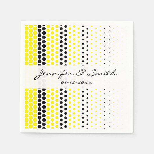 Serviette En Papier Cadmium Yellow and Black Polka Dot (Devant)