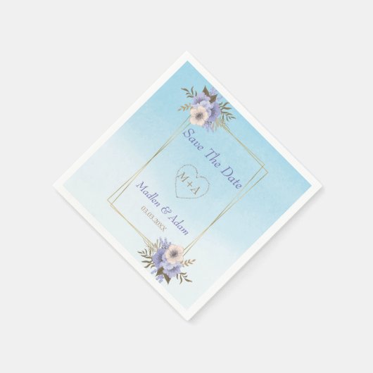 Serviette En Papier Cadre Avec Fleurs (Coin)