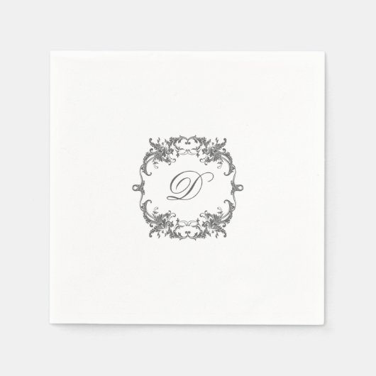 Serviette En Papier Cadre baroque élégant avec votre Monogramme initia (Devant)