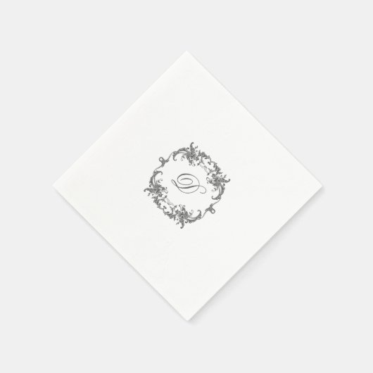 Serviette En Papier Cadre baroque élégant avec votre Monogramme initia (Coin)