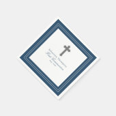 Serviette En Papier Cadre bleu de la Marine Première communion Papier (Coin)