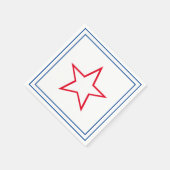Serviette En Papier Cadre bleu Rouge et blanc Etoile Quart juillet (Coin)