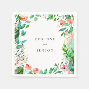 Serviette En Papier Cadre Botanique Plage Papier Personnalisé Napkins