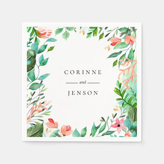 Serviette En Papier Cadre Botanique Plage Papier Personnalisé Napkins (Devant)