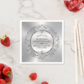 Serviette En Papier Cadre circulaire Tourbillonnant Mariage en argent (En situation)