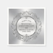 Serviette En Papier Cadre circulaire Tourbillonnant Mariage en argent (Devant)