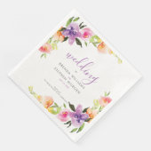 Serviette En Papier Cadre d'aquarelles pourpre et pêche (Coin)