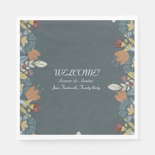 Serviette En Papier Cadre d'art populaire en bleu Brown (Devant)