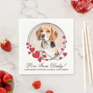 Serviette En Papier Cadre de chien Beagle rouge coeur Photo de chien