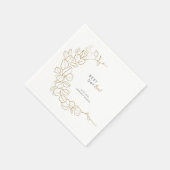 Serviette En Papier Cadre de feuilles dorées peintes à la main Mariage (Coin)