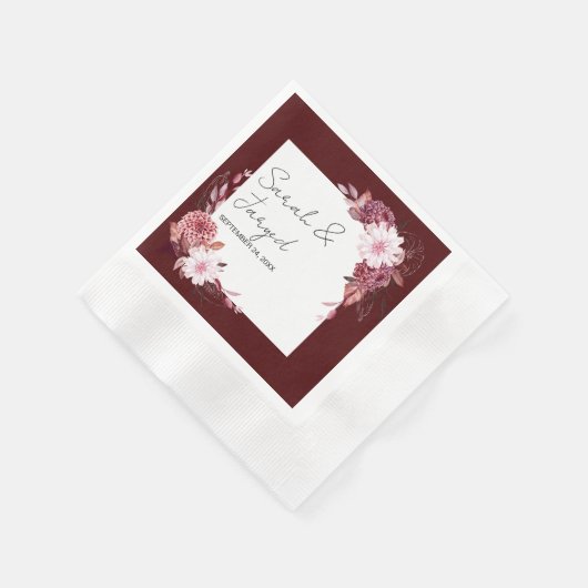 Serviette En Papier Cadre de fleurs d'automne (Coin)