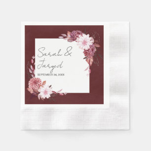 Serviette En Papier Cadre de fleurs d'automne